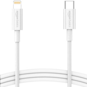 amazon basics TPE Type-C to Lightning Cable | 30W Fast Charging, 480Mbps Data Transfer Speed | Compatible With iPhone, iPad Air, Pro, Mini, iPad | 1 meter (White)
